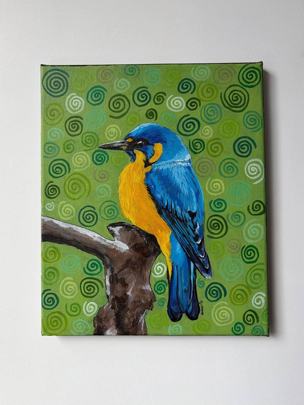 Little Blue Bird 10x12 inch, Original