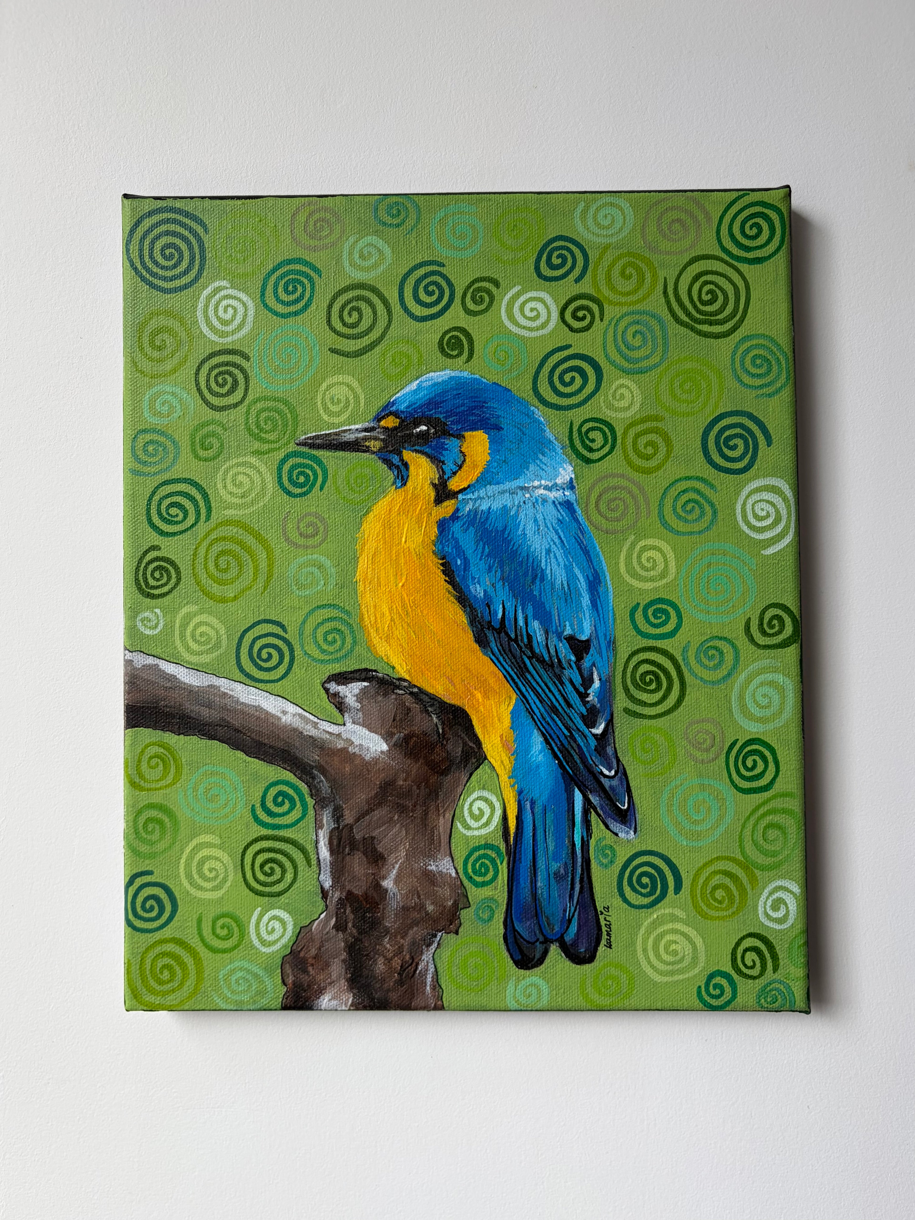 Little Blue Bird 10x12 inch, Original