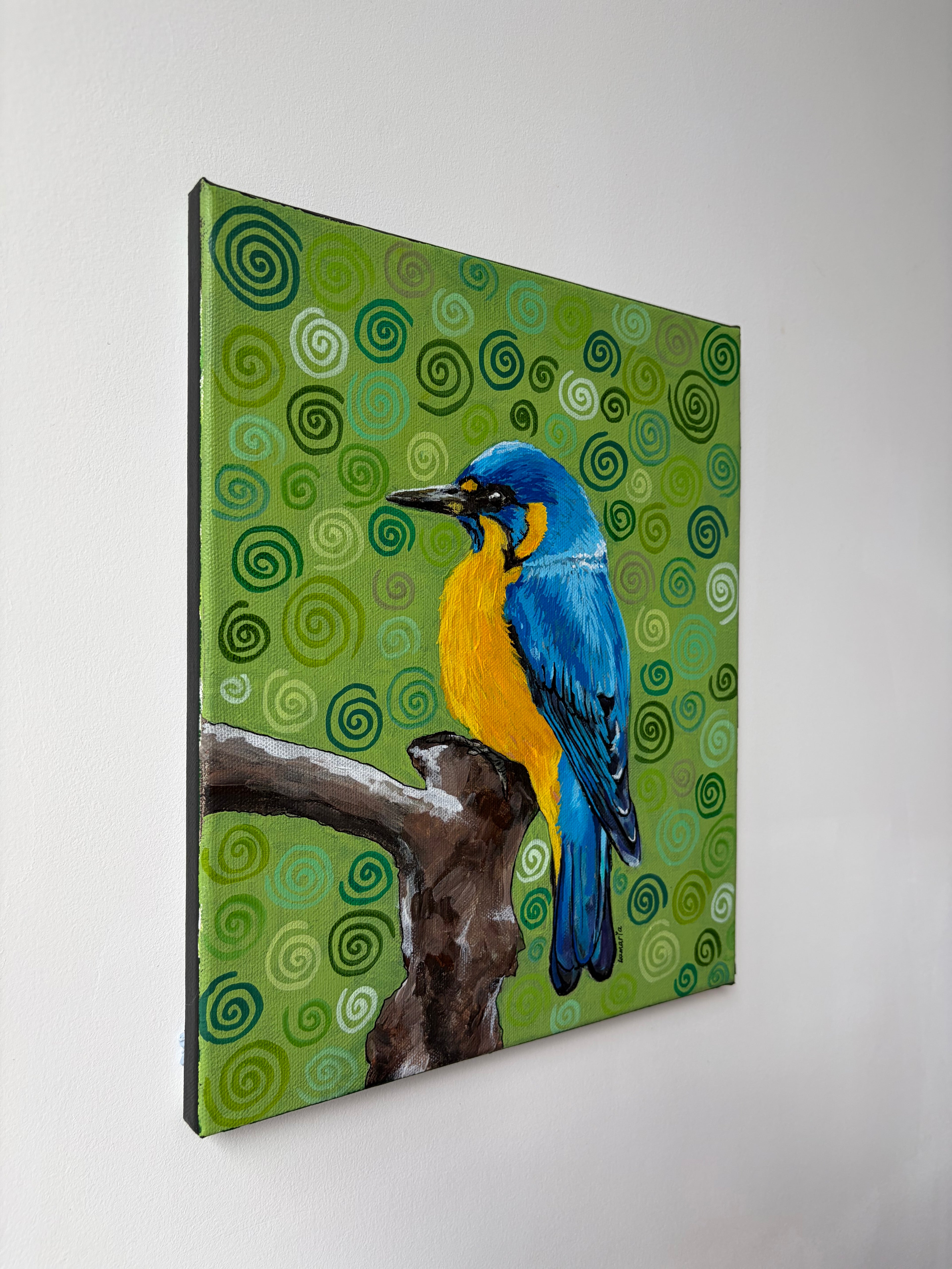 Little Blue Bird 10x12 inch, Original