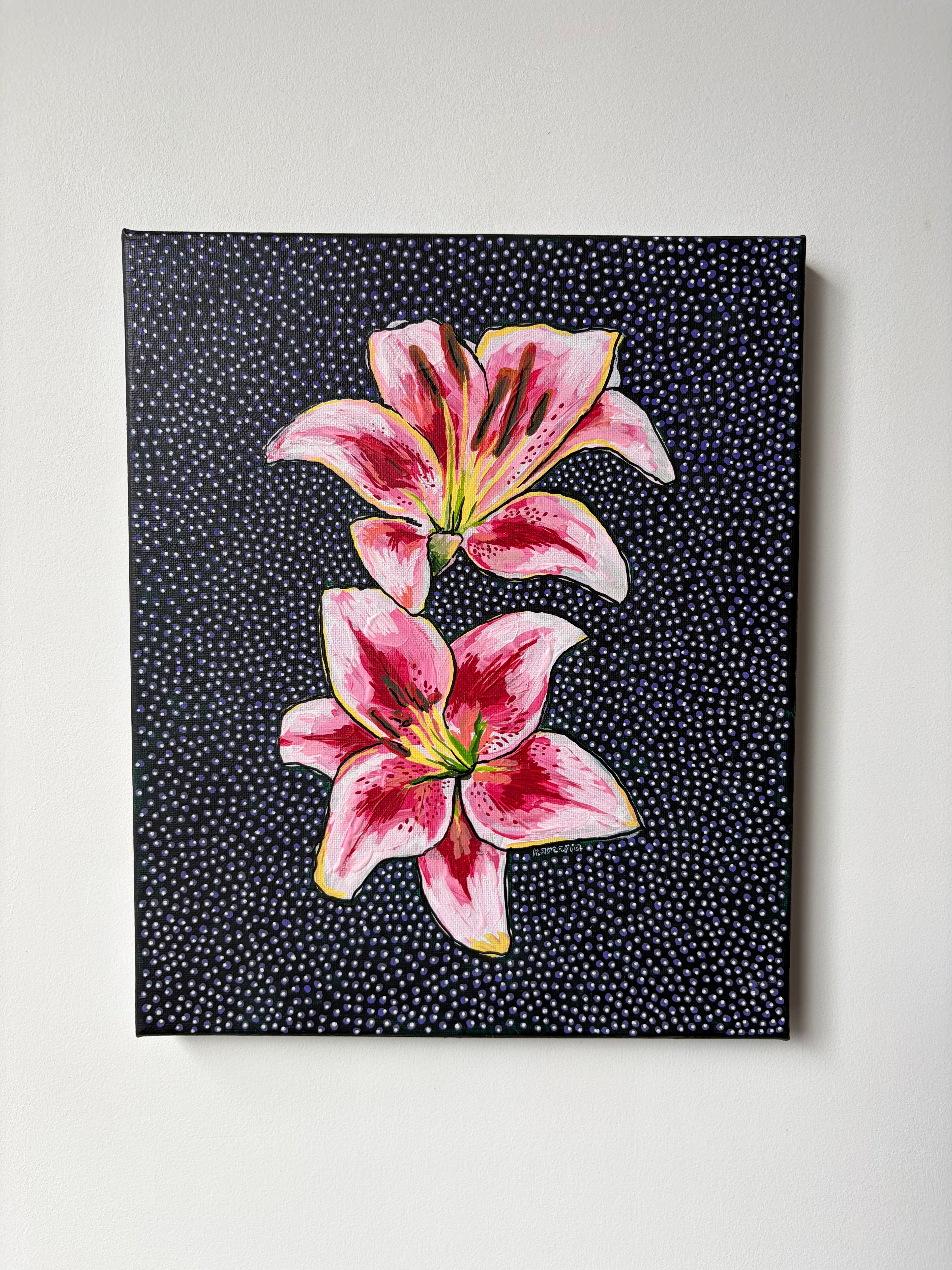 Cosmic Lilies 10x12 inch, Original