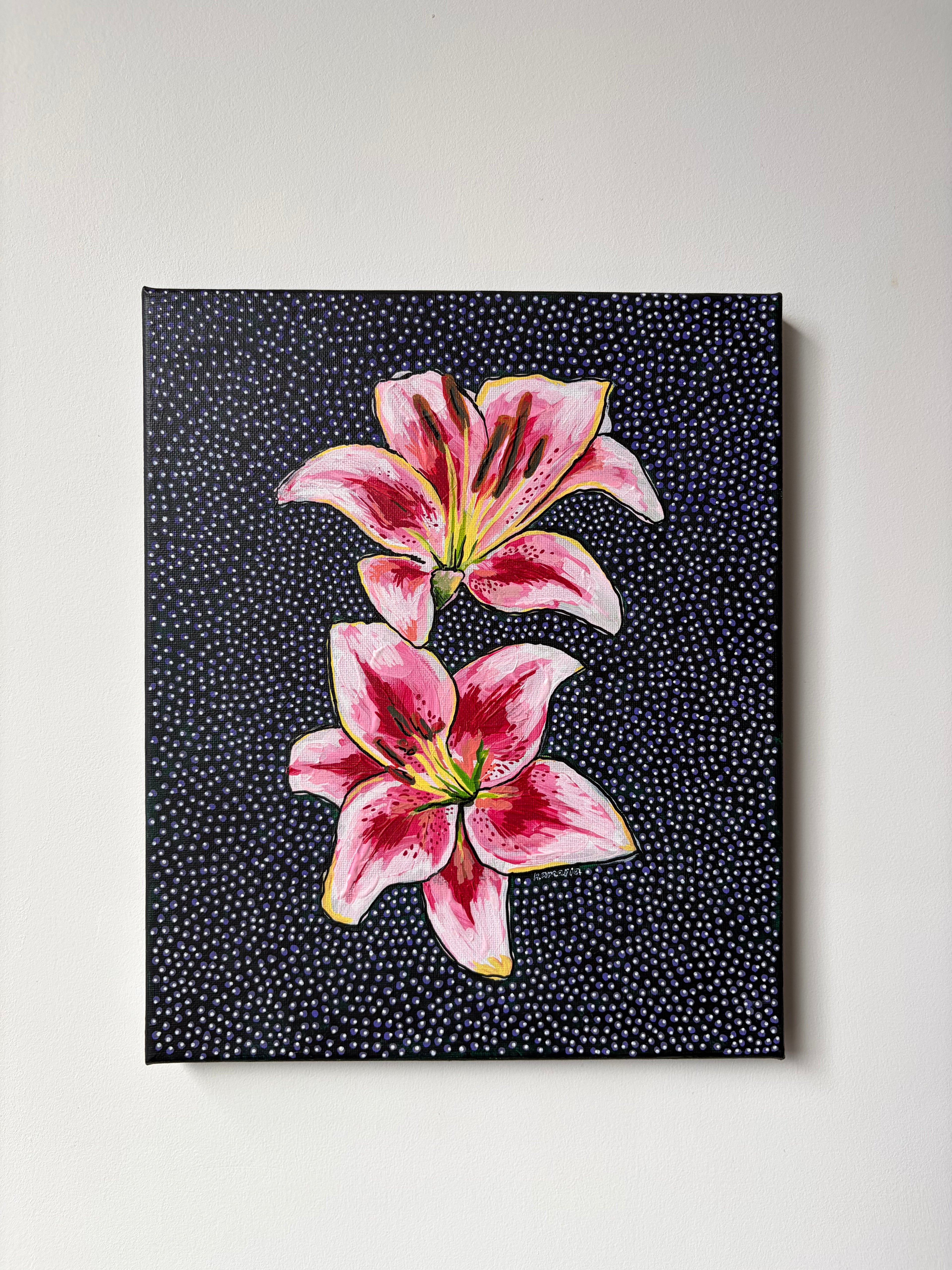 Cosmic Lilies 10x12 inch, Original